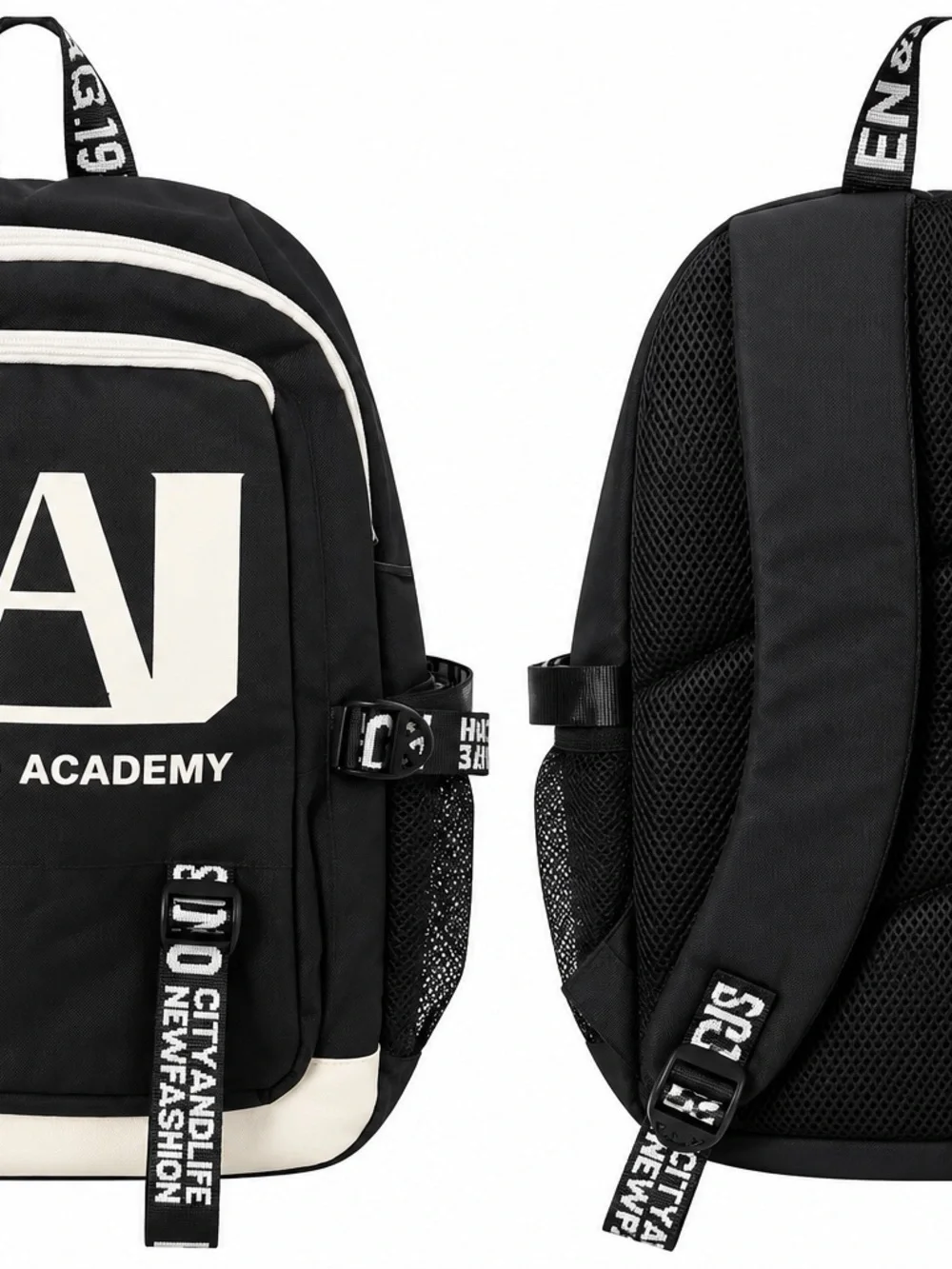 & Other Stories Black and White Logo Academy Backpack